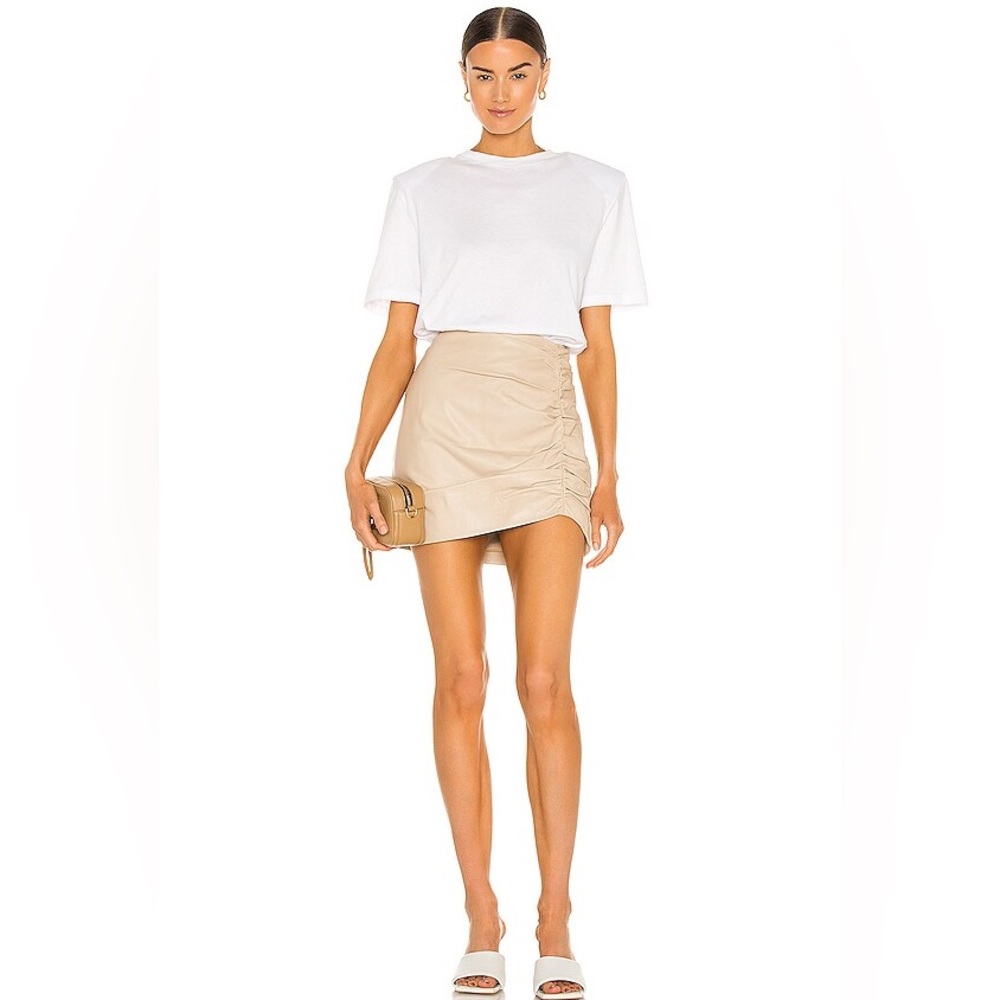 NWT LAMARQUE Aricia Skirt in Beige Lambskin Leather Size 2